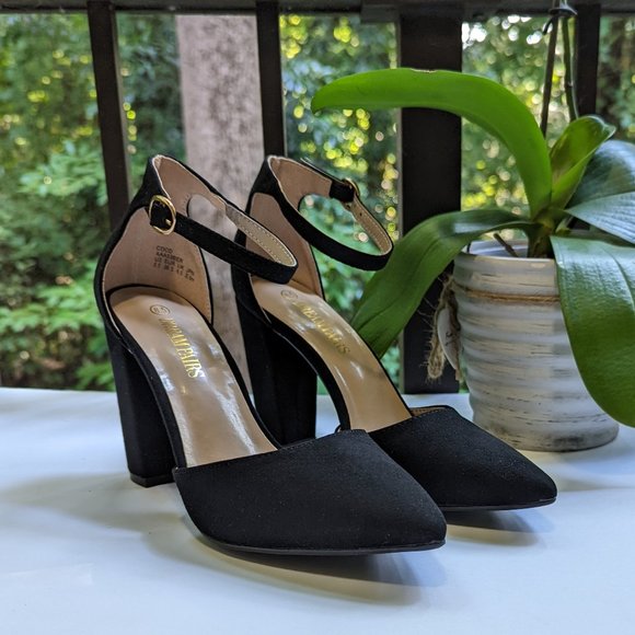 DREAM PAIRS Coco Pointed Toe High Heels Pumps in Black Suede Size 8.5 NWOT - Picture 1 of 8